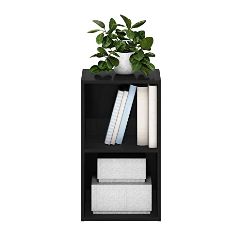 Furinno PASIR Book Shelf, 2-Tier Modern Bookshelf, Open Shelves Cube Bookcase, 9 x 12 x 21, Easy Assembly, Closed Back, for Living Room, Bedroom, Home Office, Darkwood - color: Darkwood, size: 2-Cube, 9 x 12 x 21
