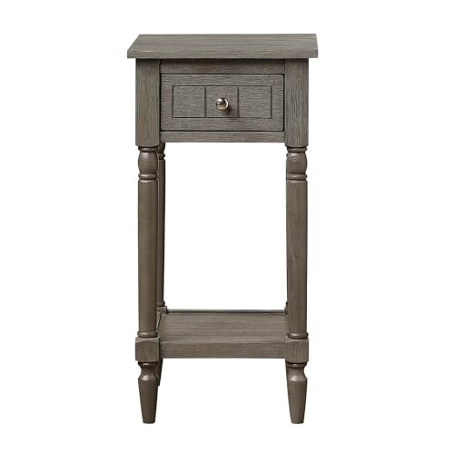 Convenience Concepts French Country Khloe 1 Drawer Accent End Table 14" - Traditional Farmhouse Side Table with Storage Drawer and Shelf for Living Room, Wirebrush Dark Gray - color: Wirebrush Dark Grey