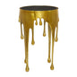 Deco 79 Aluminum Metal Abstract Melting Drip Accent Table with Melting Design and Shaded Glass Top, 16' x 16' x 25', Gold - color: Gold