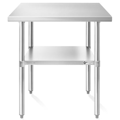 KUTLER Stainless Steel Table 24 x 36 Inches, NSF Heavy Duty Commercial Kitchen Prep and Work Table with Undershelf for Restaurant, Hotel, Home - size: 24" x 36"