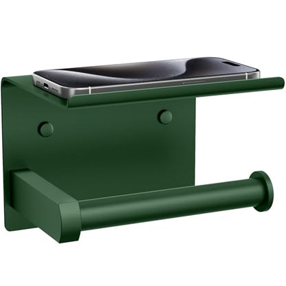 Toilet Paper Holder with Shelf Wall Mounted Toilet Paper Roll Dispenser | Heavy Duty Stainless Steel Forest Green - color: J-forest Green