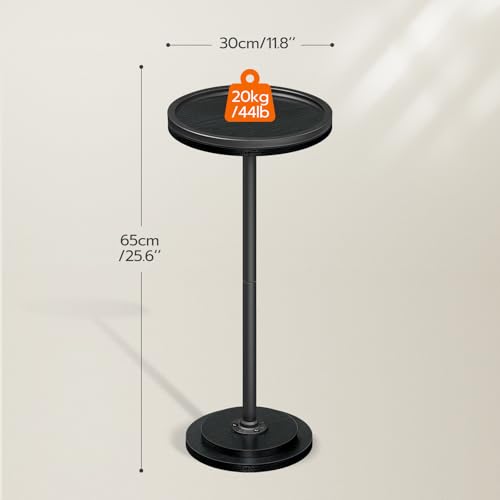 HOOBRO Small Round Side Table, Drink Table, Coffee Martini Table with Pedestal Accent for Small Spaces in Living Room, Bedroom, Sofa Couch, Black BB168BZ01 - color: Black