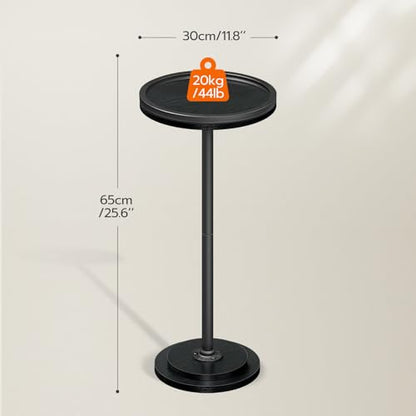 HOOBRO Small Round Side Table, Drink Table, Coffee Martini Table with Pedestal Accent for Small Spaces in Living Room, Bedroom, Sofa Couch, Black BB168BZ01 - color: Black