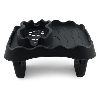 Hot Tub Table Tray Fits Width 6.7-7.8in Inflatable Spa/Pool,Gray | Foldable Hot Tub Side Table,Drink Caddy with 2 Cup Holders and Drain Holes,Non-Slip Rubber for Drinks,Phones & Snacks ﻿ - color: Gray
