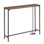 Console Table, Narrow Entryway Table, Thin Sofa Table, Behind Couch Table,for Hallway, Bedroom, Living Room, Foyer, 9.4 x 39.4 x 31.5 Inches, Rustic Brown - size: 9.4" W x 39.4" D, style: With Plug