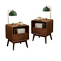 Walnut Night Stand Set of 2, Solid Wood Nightstand with Drawer, Walnut Bedside Table, Mid Century Modern Nightstand, Small Bed Side Table for Small Spaces Bedroom(Dark Black Walnut, 20.47" H) - color: Dark Walnut, style: Drawer & Open Storage-2
