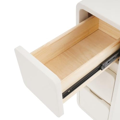 Narrow Nightstand with Drawers, Floor Standing Small Bedside Tables Skinny Nightstand Narrow Side Table Slim End Table for Bedrooms, Living Rooms, Hallways, Study Rooms, Offices Off-White - color: Off-white