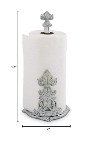 Arthur Court Designs Decorative Countertop Fleur-De-Lis French Paper Towel Holder - Aluminum Metal on Countertop 13 inch Standing Tall - size: 7 inches in diameter and 13 tall