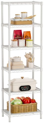 Golpart 6Tier Adjustable Storage Shelves Metal Wire Shelving Standing Shelf | Utility Heavy Duty Unit Rack Closet Organize for Home Kitchen Laundry Room Organization Pantry 10"Dx16"Wx63"H White - color: White, size: 6-tier-10"Dx16"Wx63"H