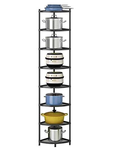 Kitchen Corner Shelf Rack, Multi-layer Pot Rack Storage Organizer Metal Shelves Holder (8 Tier)