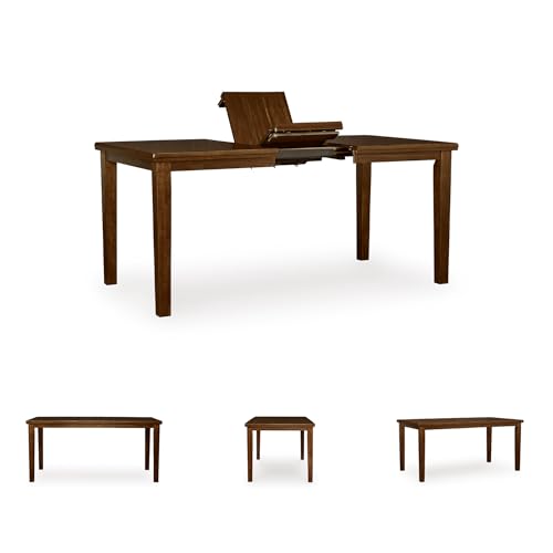 Signature Design by Ashley 1-Piece Counter Height Dining Table, 60-78 in | 18-in self-storing butterfly leaf, Hardwood solids, select acacia veneers and engineered wood, Medium brown, Ralene Series - color: Medium Brown, style: Counter Height Table