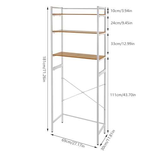 Laundry Room Rack, Over The Washer and Dryer Storage Shelf 3-Tier Freestanding Storage Utility Rack for Toilet Bathroom Kitchen - color: White