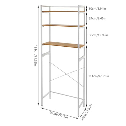 Laundry Room Rack, Over The Washer and Dryer Storage Shelf 3-Tier Freestanding Storage Utility Rack for Toilet Bathroom Kitchen - color: White