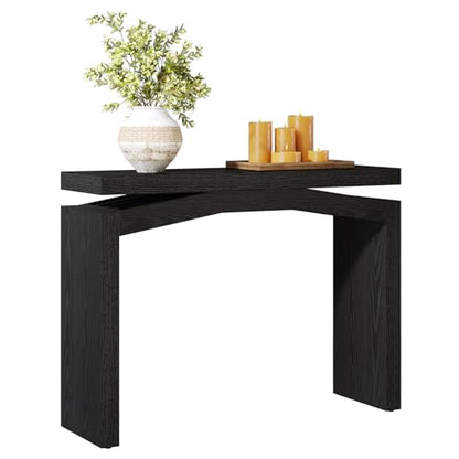 Tribesigns 40-Inch Console Table for Entryway, Farmhouse Sofa Console Behind Couch, Small Entry Table for Hallway, Foyer, Living Room, Black - color: Black