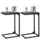 FDW C-Shaped End Table Wooden Top Side Table Adjustable Feet Small Cough Table Bedside End Table with Metal Frame for Bedroom Living Room,Set of 2,Black - color: Black