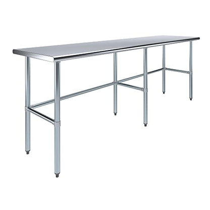 24 in. x 96 in. Open Base Stainless Steel Work Table | Residential & Commercial | Food Prep | Heavy Duty Utility Work Station | NSF - size: 96 in. Length x 24 in. Width