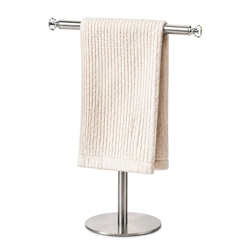 Songtec Hand Towel Holder Stand with Crystal knobs, Fingertip Towel Rack, Rust-Proof Accessories Jewelry Stand - Brushed Nickel - color: Brushed Nickel