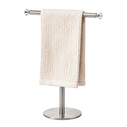 Songtec Hand Towel Holder Stand with Crystal knobs, Fingertip Towel Rack, Rust-Proof Accessories Jewelry Stand - Brushed Nickel - color: Brushed Nickel