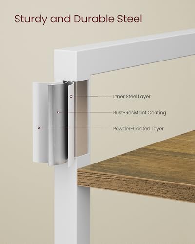 VASAGLE 6-Tier Bookshelf, Bookcase with Steel Frame, Book Shelf for Living Room, Home Office, Study, 11.8 x 15.7 x 73.2 Inches, Industrial Style, Honey Brown and Cloud White ULLS101K02 - color: Honey Brown + Cloud White, size: 6 Tiers (11.8"D x 15.7"W x 7