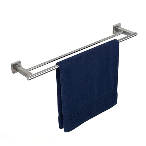 Miyili 24-Inch Bathroom Double Towel Bar Brushed Stainless Steel Bath Towel Rack Holder Wall Mount, A02N60B - color: Brushed Steel, size: 24-Inch
