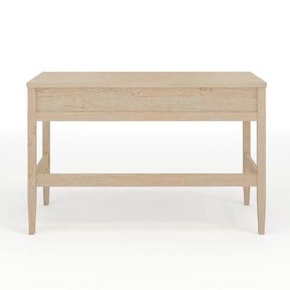 Martha Stewart Rhett Writing Desk with 3 Drawers and Tapered Legs in Light Natural with Antique Bronze Hardware