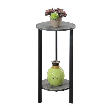 Convenience Concepts Graystone 2 Tier Tall Plant Stand 31" - Industrial Stand for Plants, Vases, and Antiques, Urban Modern Design for the Living Room, Hallway, Entryway, Weathered Gray/Black - color: Weathered Gray/Black