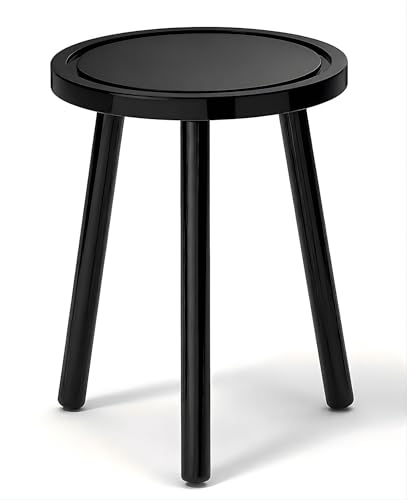 Wood Plant Stands Indoor, 16.7" Tall Plant Stand Outdoor Mid-Century Plant Stool, Single Plant Table Modern Small Round Side/End Table for Living Room, Balcony, Office(Black) - color: Black -1pack