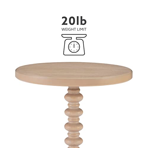 Powell Tarkin Round Natural Wood Turned Spindle Pedestal Side Accent Table - color: Natural