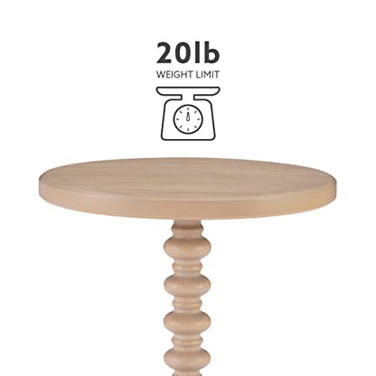 Powell Tarkin Round Natural Wood Turned Spindle Pedestal Side Accent Table - color: Natural