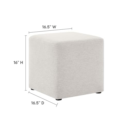 Modway 17" Square Woven Heathered Fabric Upholstered Upholstered Ottoman - color: Heathered Weave Ivory