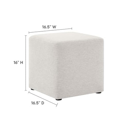 Modway 17" Square Woven Heathered Fabric Upholstered Upholstered Ottoman - color: Heathered Weave Ivory