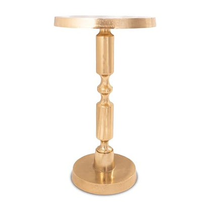 OBJET D'ART Rhodes Small Round Gold End Table, 21" H | Vintage Metal Accent, Side Table, Pedestal, Cocktail, Drink Table, Living Room, Small Spaces, Modern Look, Quality Build - style: Rhodes