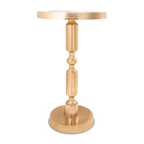 OBJET D'ART Rhodes Small Round Gold End Table, 21" H | Vintage Metal Accent, Side Table, Pedestal, Cocktail, Drink Table, Living Room, Small Spaces, Modern Look, Quality Build - style: Rhodes