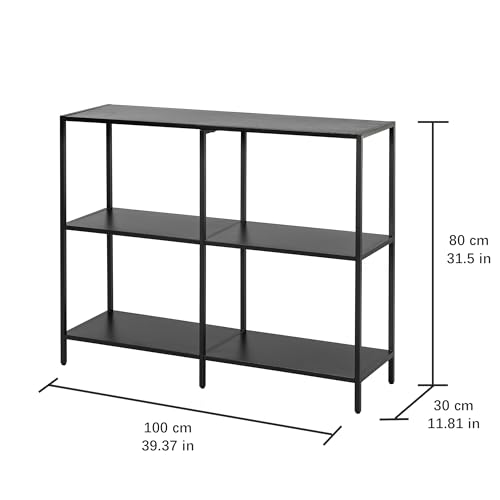 HDANI 39.4 Inch Metal Console Table with 3 Tier Strage Shelves,Narrow Entryway Table,Modern Sofa Tables for Entryway, Living Room,Bedroom,Black - color: Black, size: 39.37×11.81×31.5in