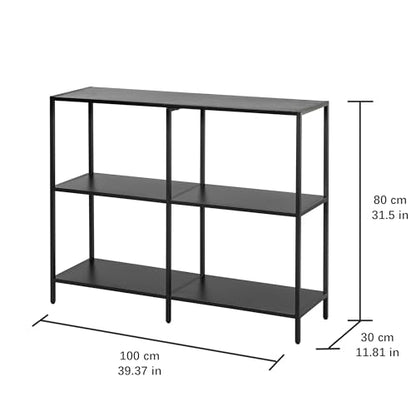 HDANI 39.4 Inch Metal Console Table with 3 Tier Strage Shelves,Narrow Entryway Table,Modern Sofa Tables for Entryway, Living Room,Bedroom,Black - color: Black, size: 39.37×11.81×31.5in