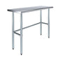 48" x 18" Open Base Stainless Steel Work Table – NSF Certified Narrow Commercial Utility Table with Galvanized Legs for Kitchens, Labs & Food Trucks - size: 48"x18"