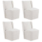 KISLOT Upholstered Dining Chairs Set of 4 with Casters, Wingback Modern Side Armless Deskchair with Rollers for Diningroom Bedroom Livingroom Reading Room, Linen Fabric - color: A Linen Fabric, size: Set of 4