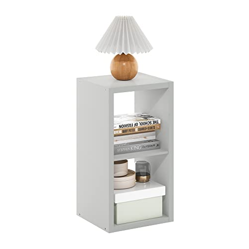 Furinno Cubicle Open Back Decorative Cube Storage Organizer, 2, Light Grey | 14.6" x 16" x 30", Horizontally & Vertically Reversible Bookcase with Open Back, for Living Room, Bedroom, Home Office - color: Light Grey, size: 2-Cube