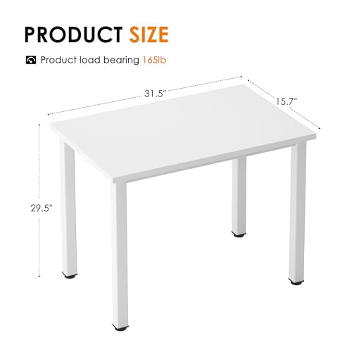 Need Small Computer Desk, 31.5 Inch Sturdy Writing Table, Narrow, White | Metal Frame, Dorms & Bedrooms, Teens Study Table, Home Office, Adjustable Feet, Water-Resistant, Easy Assembly - color: White, size: 31.5 inches