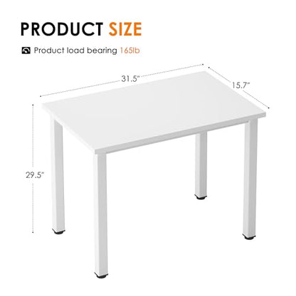 Need Small Computer Desk, 31.5 Inch Sturdy Writing Table, Narrow, White | Metal Frame, Dorms & Bedrooms, Teens Study Table, Home Office, Adjustable Feet, Water-Resistant, Easy Assembly - color: White, size: 31.5 inches