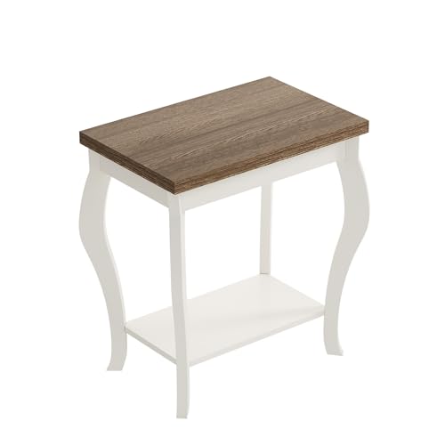 ChooChoo End Tables Living Room, Side Tables Living Room with Curved Legs and Storage Shelf, Small End Tables for Small Spaces, Soft White