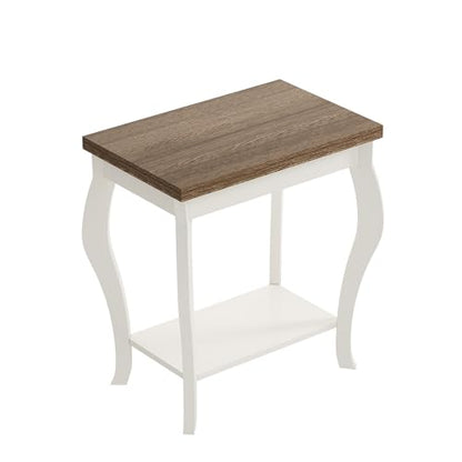 ChooChoo End Tables Living Room, Side Tables Living Room with Curved Legs and Storage Shelf, Small End Tables for Small Spaces, Soft White