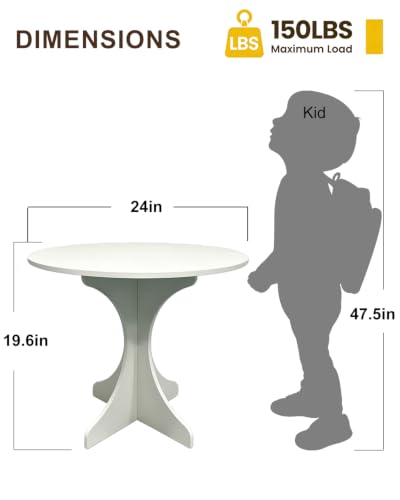24in White Round Side Table, Modern Minimalist Accent End Table with Curved Tripod Base, Compact Round Sofa Side Table, Easy Assembly Nightstand for Living Room Bedroom Balcony Small Spaces - color: White-x