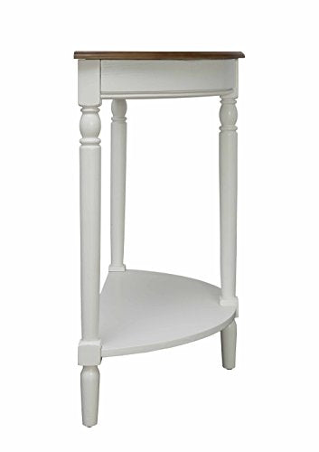Convenience Concepts French Country Half-Round Entryway Table with Shelf, Driftwood/White - color: Driftwood/White