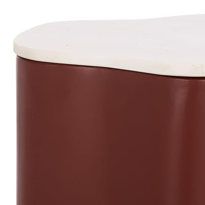 SAFAVIEH Home Collection – Kanon Bordeaux Base & White Marble Top Accent Table, Sculptural Modern Design, Fully Assembled (ACC3235B) - color: White/Bordeaux