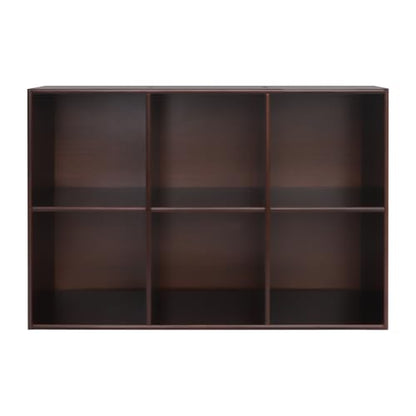 Solid Wood 6 Cube Storage Organizer Shelf, 2 Tier Open Bookcase Low Bookshelf with Closed Back Panel for Playroom, Living Room, Bedroom