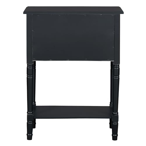 Knocbel Slim Antique Entry Console Table with 3 Drawers & Bottom Open Shelf, Solid Wood Narrow Sofa Couch Table for Entryway Hallway Living Room 23.7" W x 13" D x 31.4" H Black - color: Black