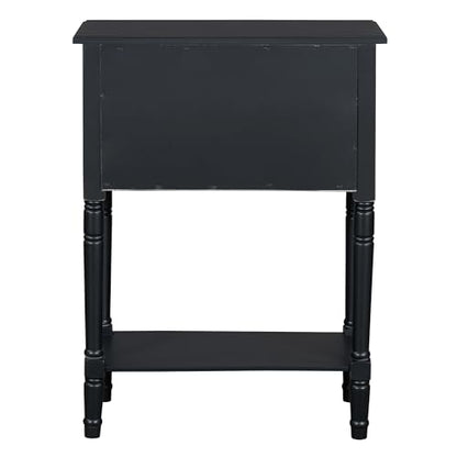 Knocbel Slim Antique Entry Console Table with 3 Drawers & Bottom Open Shelf, Solid Wood Narrow Sofa Couch Table for Entryway Hallway Living Room 23.7" W x 13" D x 31.4" H Black - color: Black