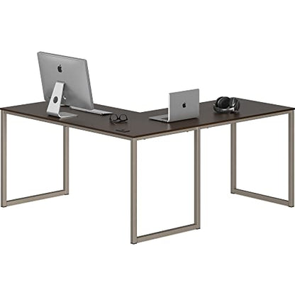 SHW Mission 55 x 60 Inches L-Shape Home Office Computer Desk, Espresso - color: Espresso, size: 55-Inch L-Shaped