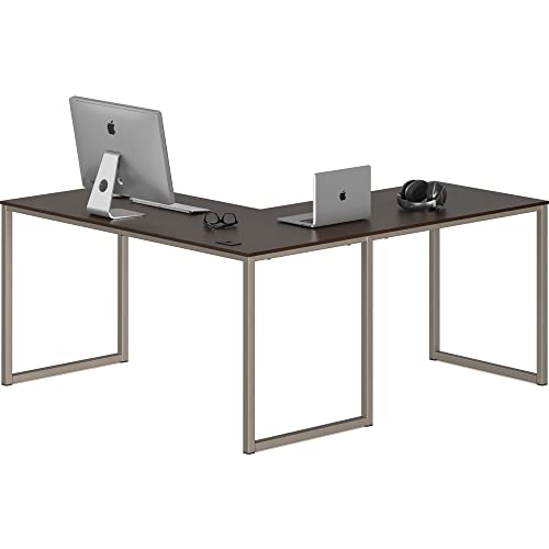 SHW Mission 55 x 60 L-Shape Home Office Computer Desk, Espresso | Reversible Desktop Design - color: Espresso, size: 55-Inch L-Shaped